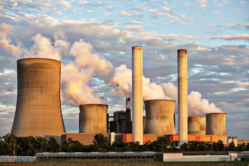 Large Cooling Towers in Industrial Setting